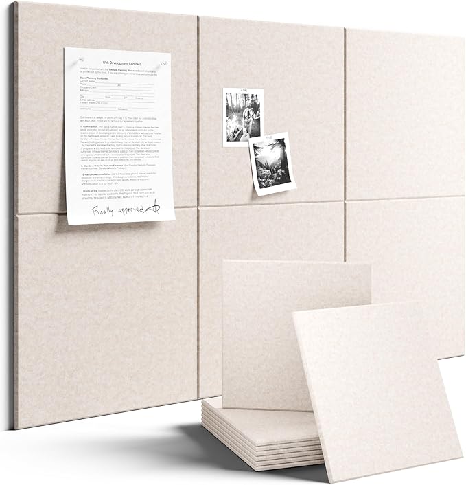 Fluxynara Large Felt Bulletin Board 36" x 24" Cork Board Alternative-6 Pack with 40 Safe Removable Adhesive Tabs, Cork Boards for Walls Cork Board for Home Office Classroom Pin Board - Oatmeal