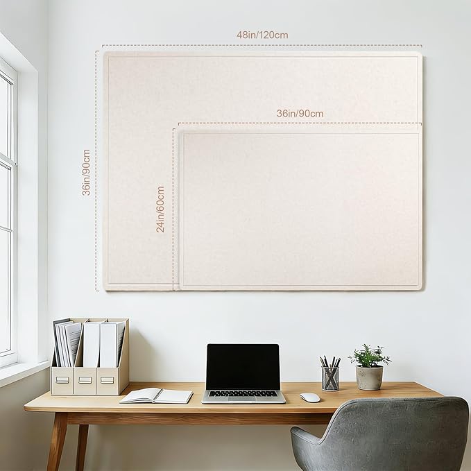 Vision Board 36x24 Inches, Thicken Felt Pin Board for Daily Goals Planning and Personal Inspiration with 20 Pushpins and 20 Postcards, Oatmeal