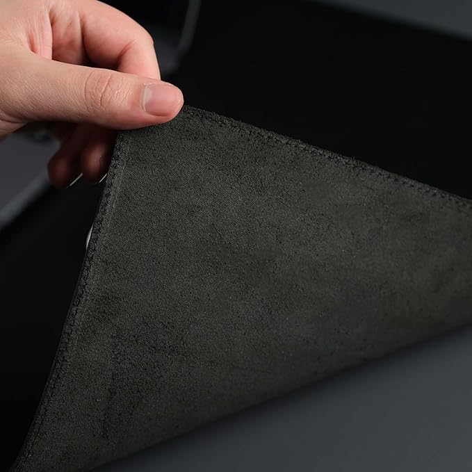 TORONATA Jersey Genuine Calfskin Leather Desk Pad, Office Desk Mat with Non-Slip Bottom, Smooth Surface for Mouse & Keyboard, Desk Protector (36x19 inches) (Black)