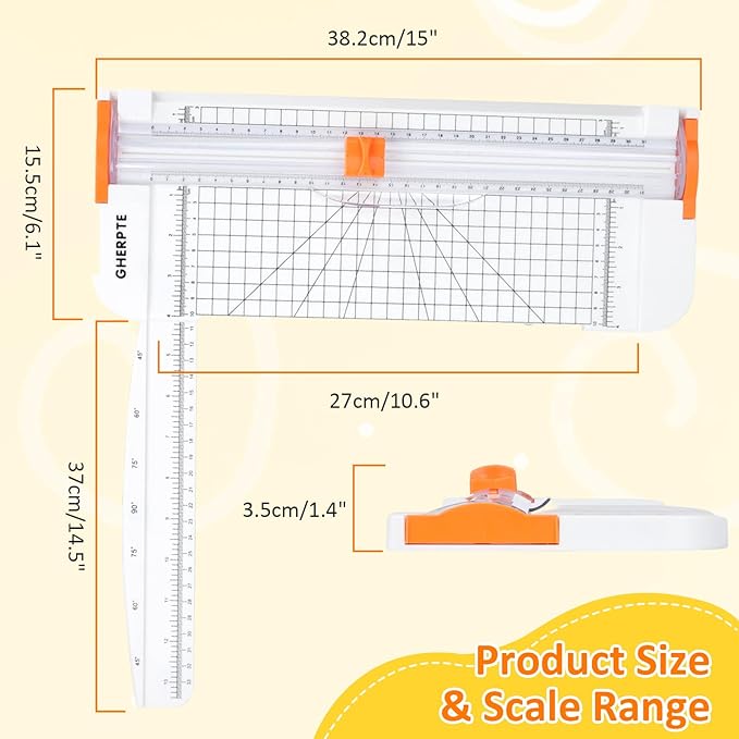 2 Set A4 Paper Cutter 12 Inch Titanium Paper Trimmer Scrapbooking Tool with 2pcs Replacement Blades with Automatic Safety Guard and Side Ruler for Craft Paper,Cardstock,Photo,Coupon, Label