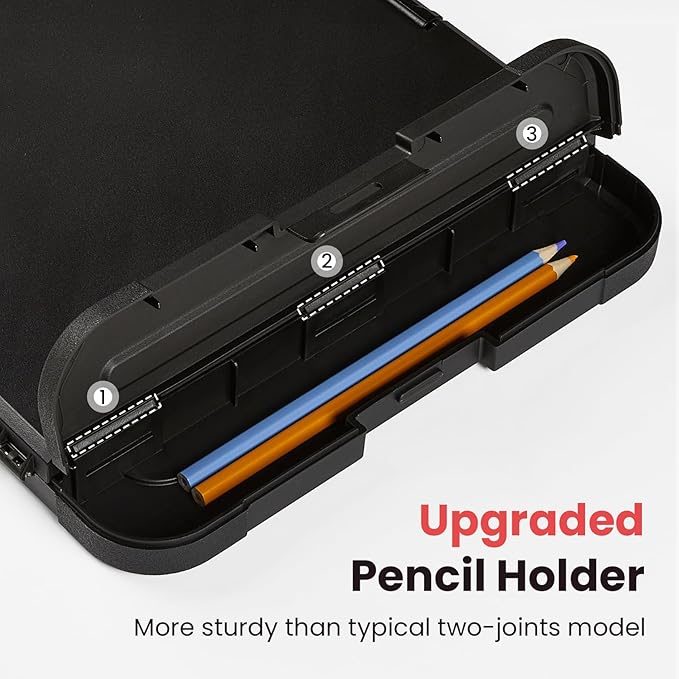 Sooez Reinforced Clipboard with Storage, Inner Plastic Folder Attached, Heavy Duty Clip Boards 8.5x11 with Pen Holder, High Capacity Nursing Clipboards for Teacher Office Home, Letter / A4 Size