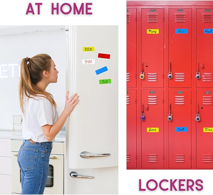 Availey 40 Pieces (4 x 1.8) - Full Colored Magnetic Dry Erase Labels - Reusable Strips for Classroom Home Office Garage Refrigerator Blank Writable Erasable Cards Name Tags Students Locker Shelf