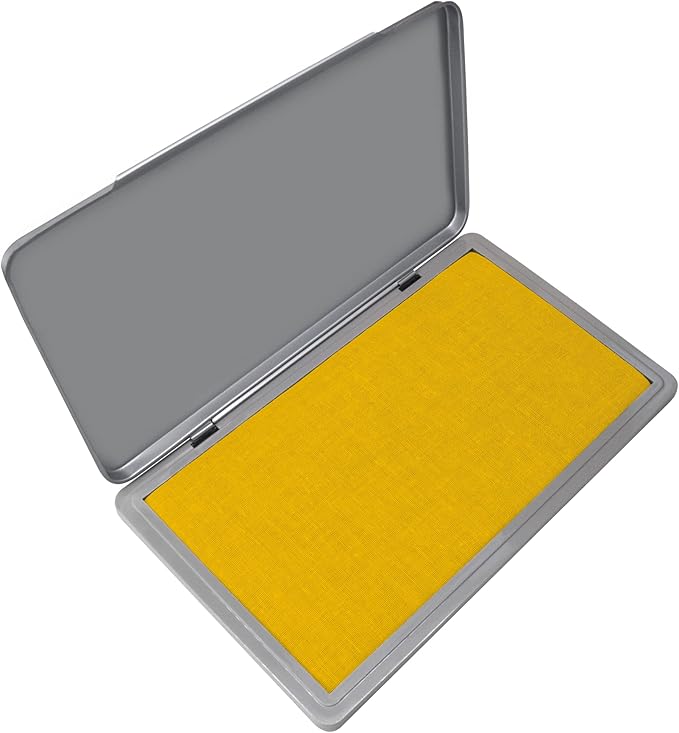 Metal Case Stamp Pad Large Size, Dark Yellow Color - Size: 3" x 6" - Choose from 15 Ink Colors