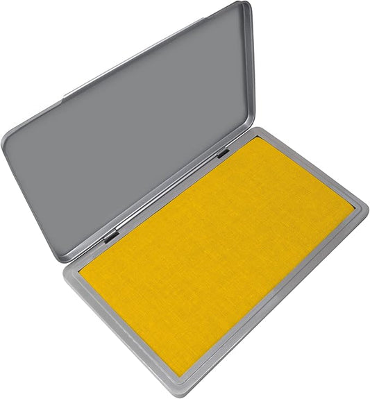 Metal Case Stamp Pad Large Size, Dark Yellow Color - Size: 3" x 6" - Choose from 15 Ink Colors