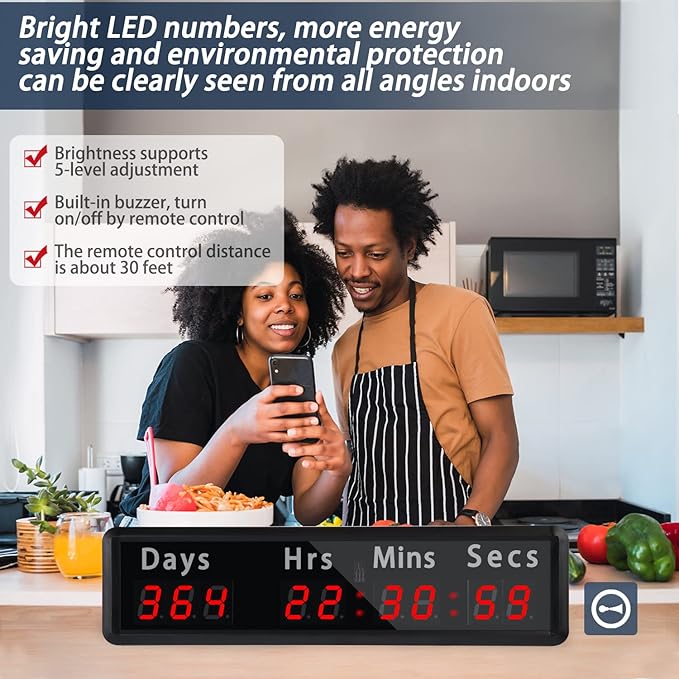 LED Countdown Clock, 999 Days, 23 Hours, 59 Minutes, 59 Seconds, Event Countdown Clock/Factory Accepts Your Exclusive Customization (1.0 inch 9-bit red LED)