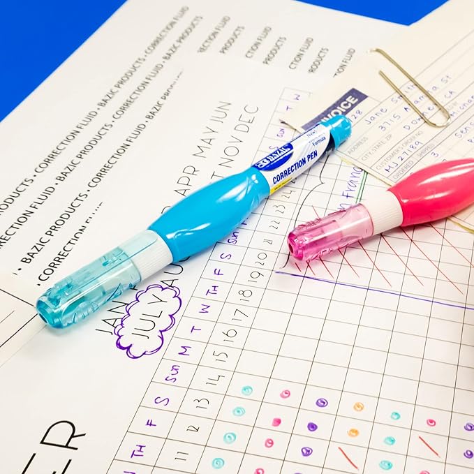 BAZIC Products Mini Correction Pen - Corrections Fluid, Precise Metal Tip White Out, Ideal for School & Office Supplies, Alternative to Correction Solution, 3/Pack, 24-Packs