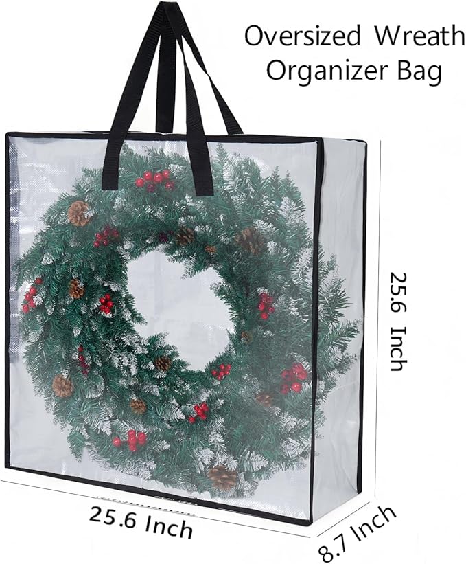 PWRSC 4-Pack Clear Heavy Duty Moving Bags and Storage Bags, 25 Gallon Large Moving Boxes Alternative for Wreath Storage Container, Under Bed Storage, Stadium Events, and College Moving Supplies