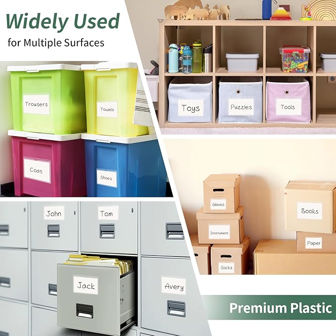 NIUBIER Storage Bin Labels, 36 Pack 3x3.5 Inches Index Card Holder, Clear Adhesive Pockets, Removable Tote Labels Stickers for Packing Moving Box & Containers, Easy Peel Off