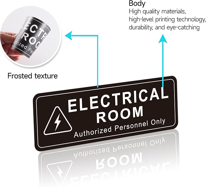 Electrical Room Door Sign for Business，Self-Adhesive Durable Modern Electrical Closet Room Sticker for Home, UV and Weather Resistant Authorized Personnel Only Signs for Business ，Workplace