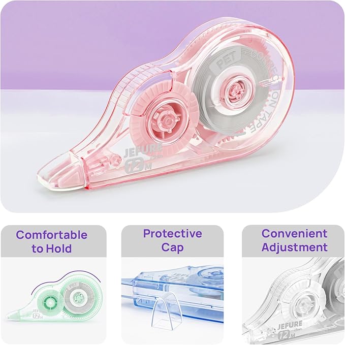 JEFURE 30 Pcs Colorful Core Correction Tape, 39.37 Ft White Wrong Out Tear-Resistant Bulk, Instant Corrections Easy to Use Applicator for School, Office, Note Taking, Journal (Tape Width 0.2 in)