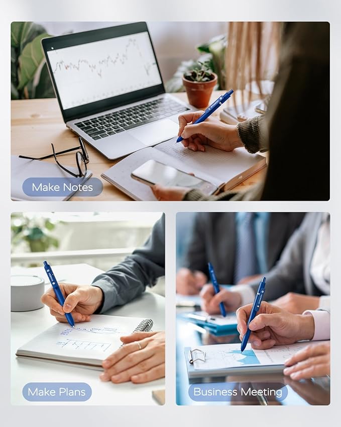 STAGEEK Blue Gel Pens, 6Pcs Quick Dry Blue Ink Pens with 3 Extra Refills, Fine Point Retractable Smooth Writing Pens for Journaling, Office, Note Taking, School Supplies, Nurse Aesthetic(Blue)