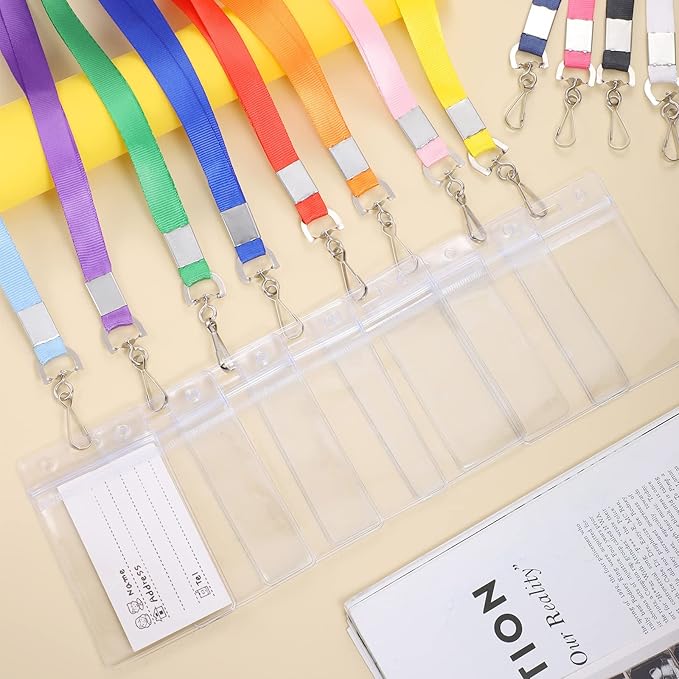 24 Pack Lanyards for ID Badges Cruise Lanyard for Ship Cards with Waterproof ID Badge Holder Cruise Essentials 2026 (Colorful)