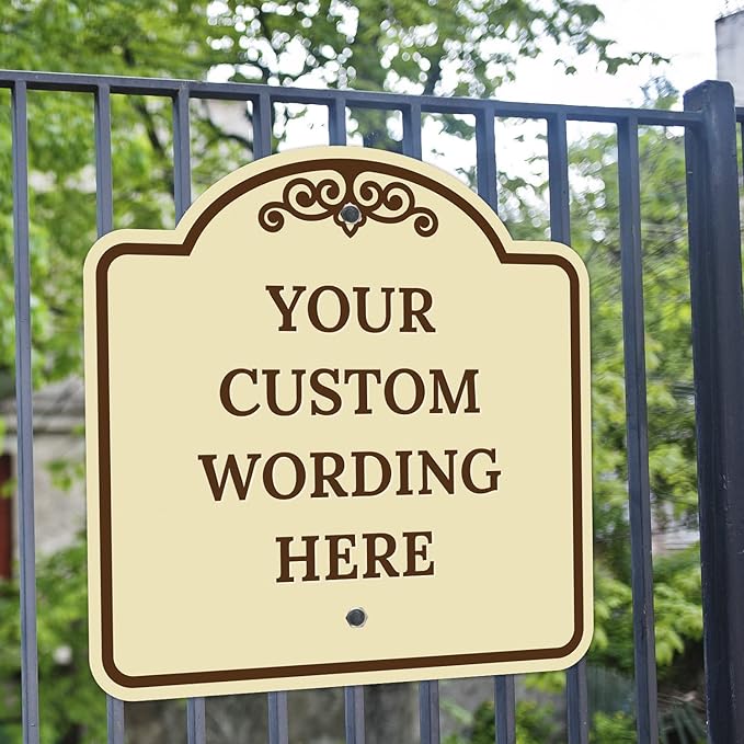 Custom Decorative Sign, Personalized Metal Sign for Business, Driveway, Home, Airbnb, Office Door Plaque,Brown Border Sign, 24x24 Inches, ACM, Fade Resistant, Made in USA by Sigo Signs