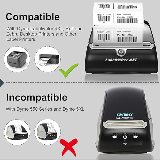 L LIKED 220 PCS 4"x6" Thermal Shipping Labels, Perforated White, Strong Adhesive Direct Thermal Labels(1 Roll), Compatible with DYMO 4XL 1744907,Zebra, Rollo, Jadens, Nelko