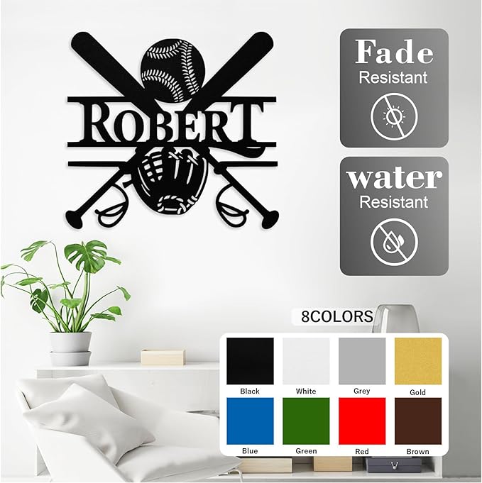 Personalized Baseball Metal Sign Custom Name Sign Baseball Player Gift Boys Room Decor Softball Lover Present Sports Wall Art Decorations Gift for Team,Dad,Husband,Son