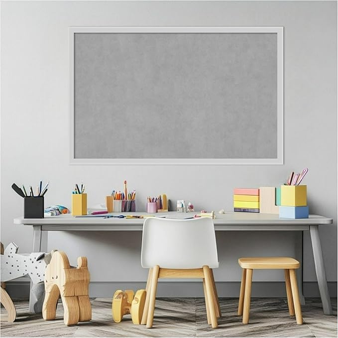 Amanti Art Silver Framed Magnetic Board 21x33 Large Vision Board for use with Magnets, 100% Metal Sheet to Display Items as Office Decor or for Home Organization in mudroom, Kitchen or Kids Room