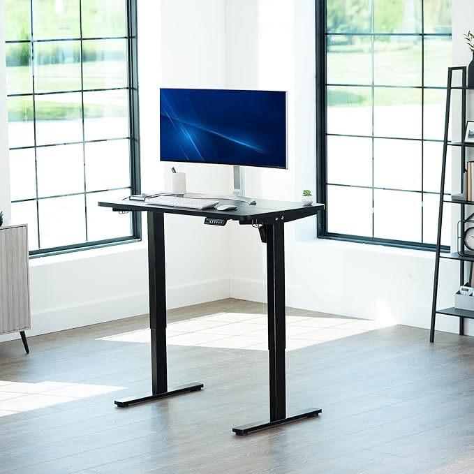 VIVO Electric 43 x 24 in Standing Desk, Memory Height Adjustment, 1B Series, Holds 220 lbs, Black Top, Black Frame, DESK-1B4B