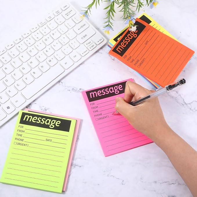 9 Pcs Colorful Phone Message Pad, 5.1×3.9 Inch Message Sticky Notes, Self-Adhesive Sticky Notes, Fluorescent Color Telephone Note for Office School Home, 50 Sheets/Pack (9 Colors)