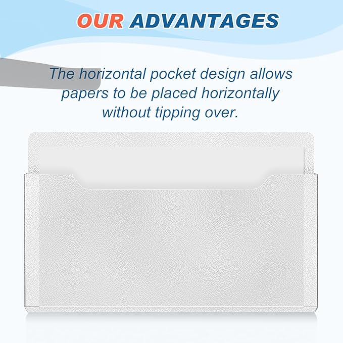 Feifeiya Magnetic Pocket File Holder Large File Folder Organizer Paper Mail Letters Holder Wall Hanging Office Supplies for Refrigerator Whiteboard Cabinets(13.8 x 8.3 Inch,Horizontal,Clear)