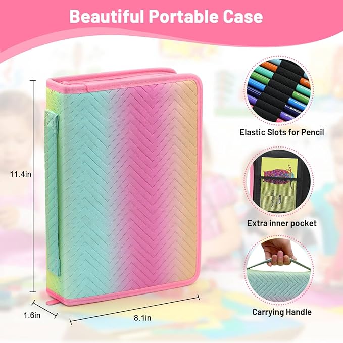 Daerthotk Colored Pencil Case 72 Slots Pencil Holder with Zipper Closure Large Capacity for color Pencils, Portable Colored Case Organizer for Artist