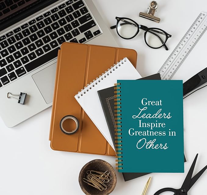 OXW Leadership Gifts Notebook Journal, Leader Gifts for Women Men, Meeting Notebook for Work, Thank You Gifts for Leader Boss Mentor Supervisor, Turquoise Spiral Notebook 5.5 x 8.3