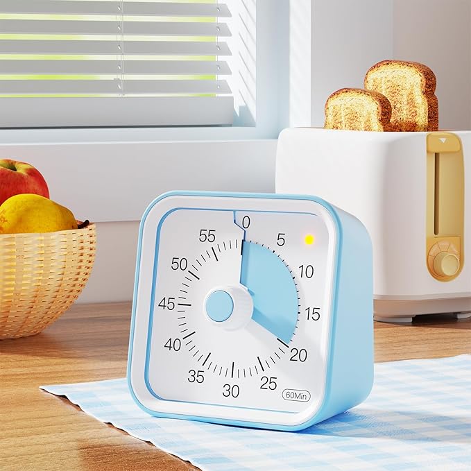 Visual Timer for Kids with Pause Function, 60 Minute Countdown Timer for Kids Desk Study, Teaching, Kitchen Cooking, Office Meetings, Time Management for ADHD (Blue)