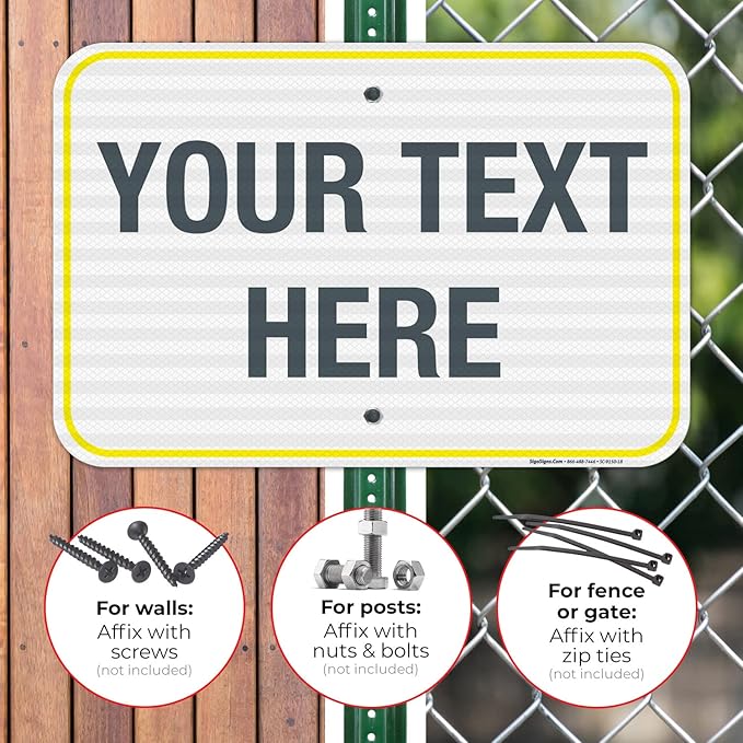 Personalized Custom Customize for Office, Business, Workplace, Home, Airbnb, Delivery Yellow Sign, 12x18 Inches, 3M EGP Reflective .063 Aluminum, Fade Resistant, Made in USA by Sigo Signs