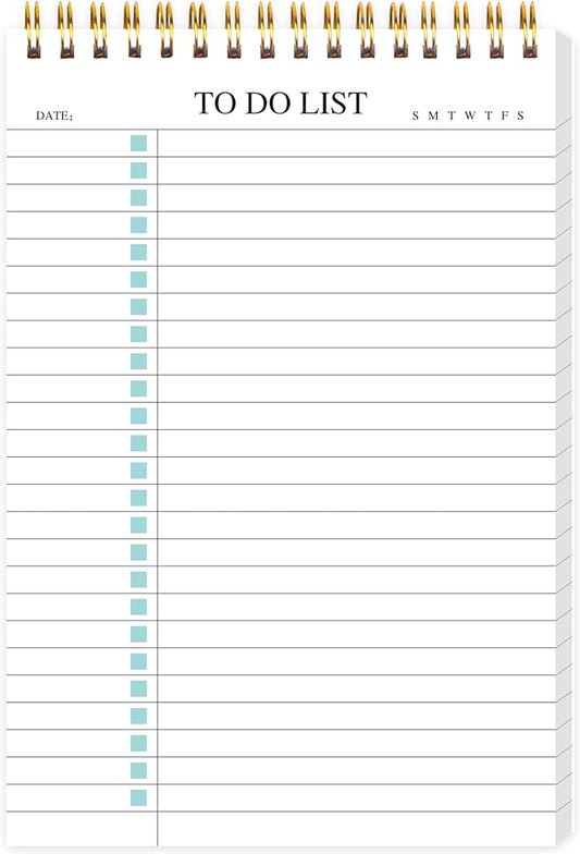 KAICN To Do List Notepad, Undated Daily Planner Notepad With To Do List Notebook Checklist Planner Spiral Waterproof Notepad for Office Supplies, School Planner, Green, 52 Sheets, 5.5"*8.3" A5 Size