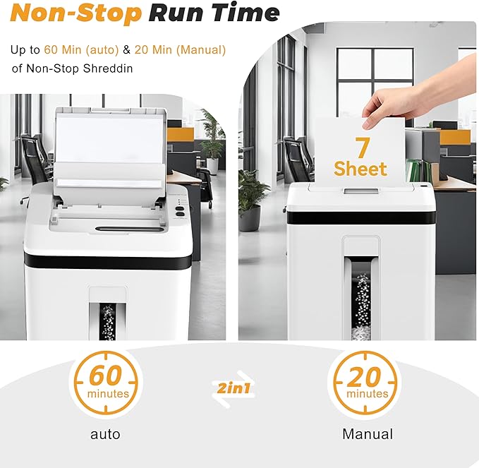 QUIETLEMON 150 Sheet Paper Shredder Heavy Duty, Micro Cut and CDs/Cards, P5 Security Level, 60Min Non Stop Commercial Shredder for Home Office, 5.3 Gallon Bin, <60dB Quiet, Auto Anti-Jam (OL289)