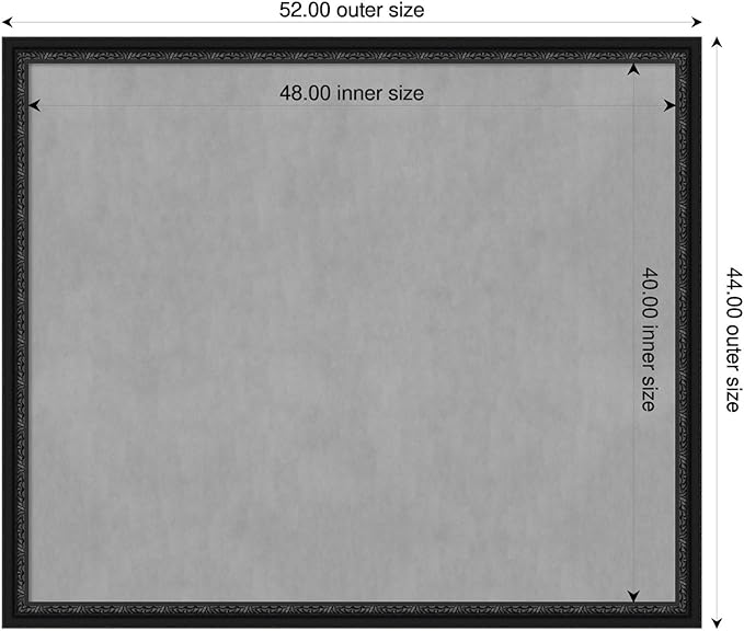 Amanti Art Black Framed Magnetic Board 44x52 Oversize Vision Board for use with Magnets, 100% Metal Sheet to Display Items as Office Decor or for Home Organization in mudroom, Kitchen or Kids Room