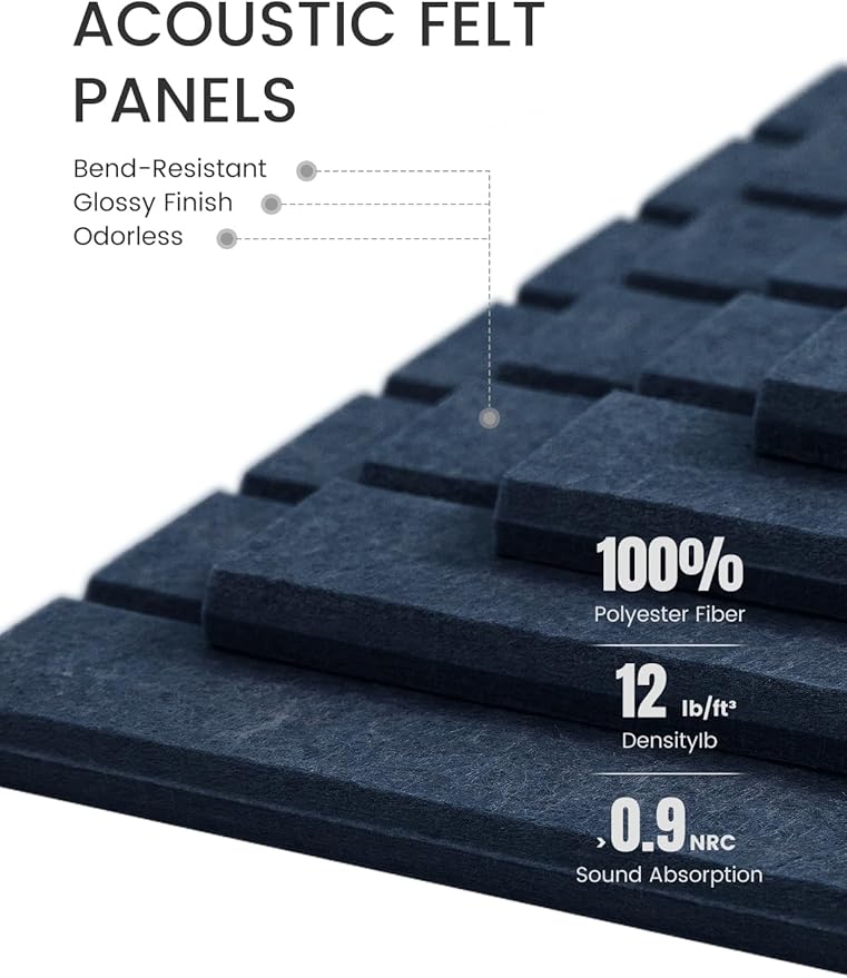 Large Felt Bulletin Board 48" x 36" Cork Board Alternative-12 Pack with 70 Safe Removable Adhesive Tabs, Cork Boards for Walls for Home Office Classroom Pin Board-Carbon Blue