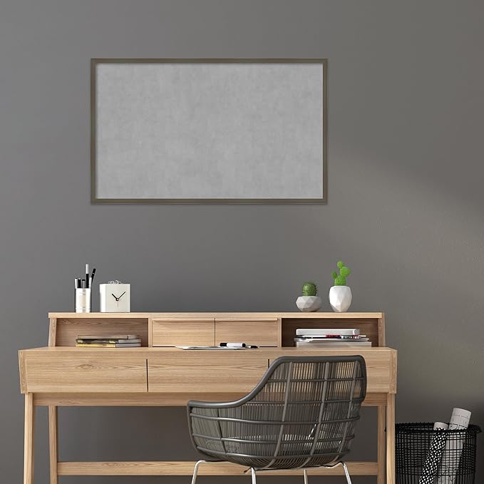 Amanti Art Grey Framed Magnetic Board 25x41 Large Vision Board for use with Magnets, 100% Metal Sheet to Display Items as Office Decor or for Home Organization in mudroom, Kitchen or Kids Room