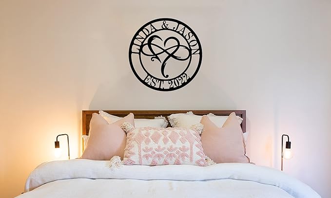 efcustomgifts Metal Infinity Heart Name Sign, Personalized Wedding Gifts, Custom Metal Wall Art, 18 Gauge Steel, Portrait Orientation, Wall Mount, 1 Count