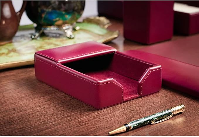 DACASSO Bonded Leather Desk Set - Luxury Leather Desk Pad & Desk Organization Essentials (Burgundy, 8 Piece)
