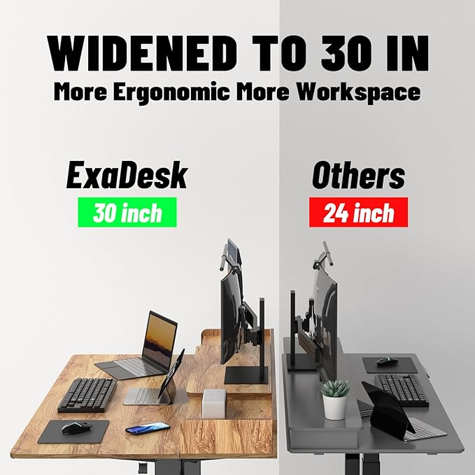 ExaDesk 55 x 30 Inch Electric Standing Desk with 2 Drawers, Adjustable Height Widened Stand Up Desk with Storage, Sit to Stand Ergonomic Workstation for Home Office, Light Rustic
