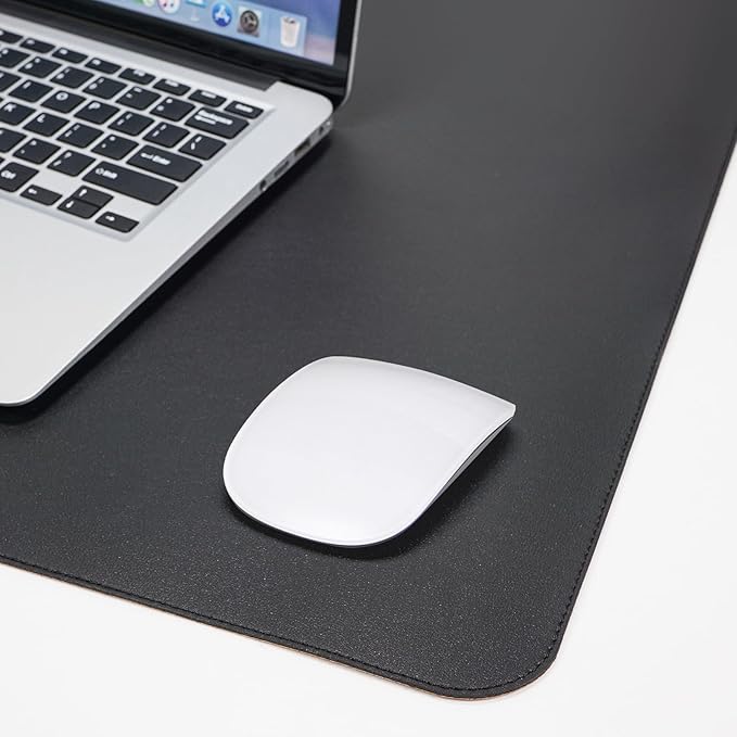 AFIING Dual-Sided Desk Pad, Natural Cork & PU Leather, Desk Mat Protector Non-Slip, Waterproof, Easy Clean,Large Mouse mats for Office and Home Work(Black, 31.5"x17")