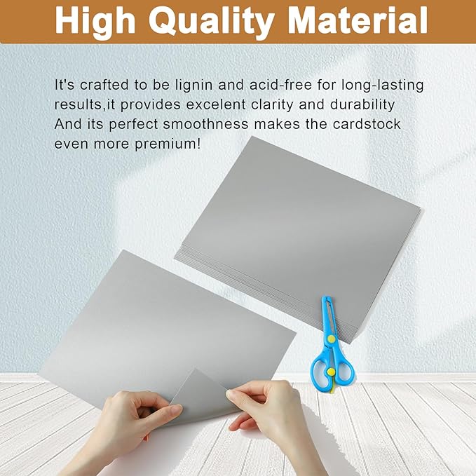 Silunkia 28 Sheets Shimmer Silver Cardstock 8.5 x 11 Metallic Paper, 250gsm/92lb Premium Heavyweight Card Stock for DIY Card Making, Greeting Cards, Wedding Invitations, Paper Crafting