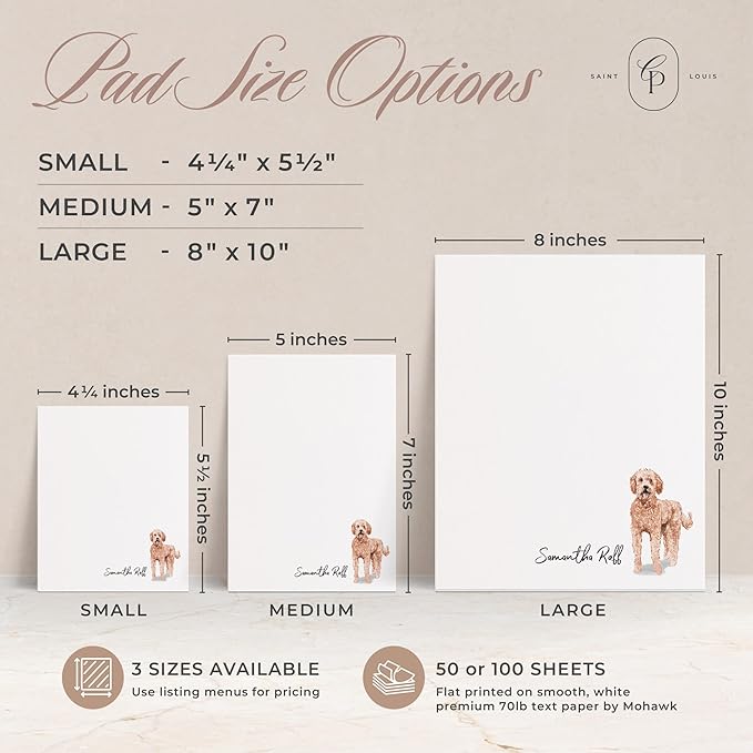 Personalized Stationery Dog Themed Note Pads, Choose from 85 Breeds Dog Stationery Set, Personalized Notepads for Dog Lovers, as Gift or To-do List Stationary, Lined/Unlined Custom Notepads - Dogs Pad