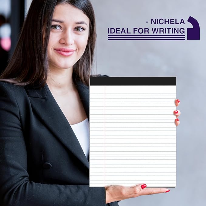 6 Pack Legal Pads 8.5 x 11 College Ruled 300 Sheets Note Pads 8.5 x 11 Notepads Perforated Writing Pads 8.5 x 11 Pads of Paper Lined White Paper, 50 Sheets per Notebook for Office & School Supplies