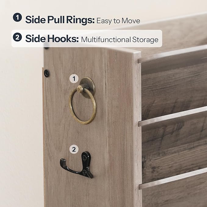 HOOBRO Wall File Organizer, Mail Organizer Wall Mounted, Wooden Mail Sorter, Construction Paper Holder with Drawer Storage and 2 Hooks, for Office, Classroom, Home, Greige BG14WF01