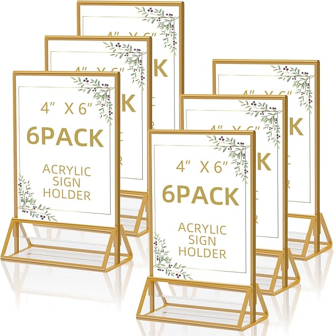 PPH-Sisy Acrylic Sign Holder 4 x 6 Clear Table Flyer Holder，Plastic Display Stand for Home Office Shop- Exhibition 4 x 6 inches (6pcs)