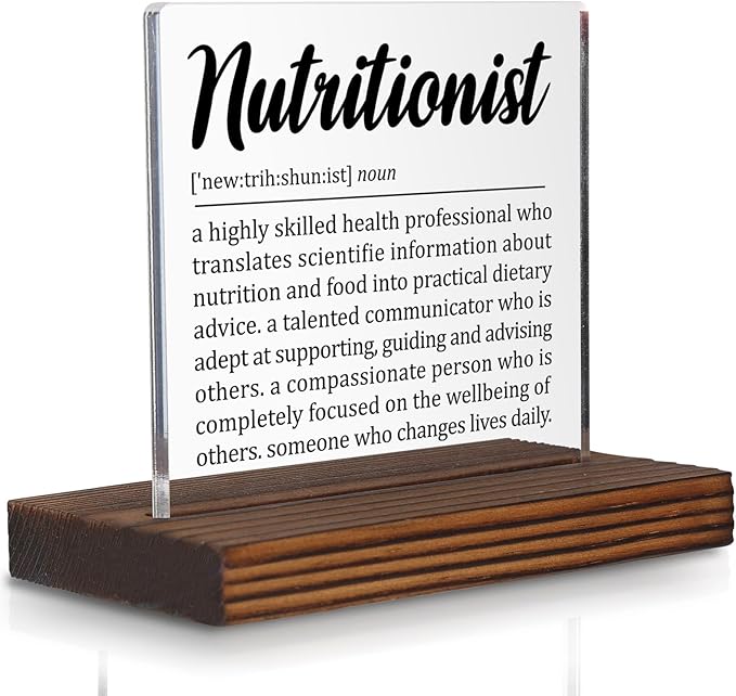 Nutritionist Gift for Women and Men, Thank You Desk Sign for Dietitian or Health Coach, Office Decor for Nutrition Professionals, Holiday or Graduation Appreciation Plaque PA057