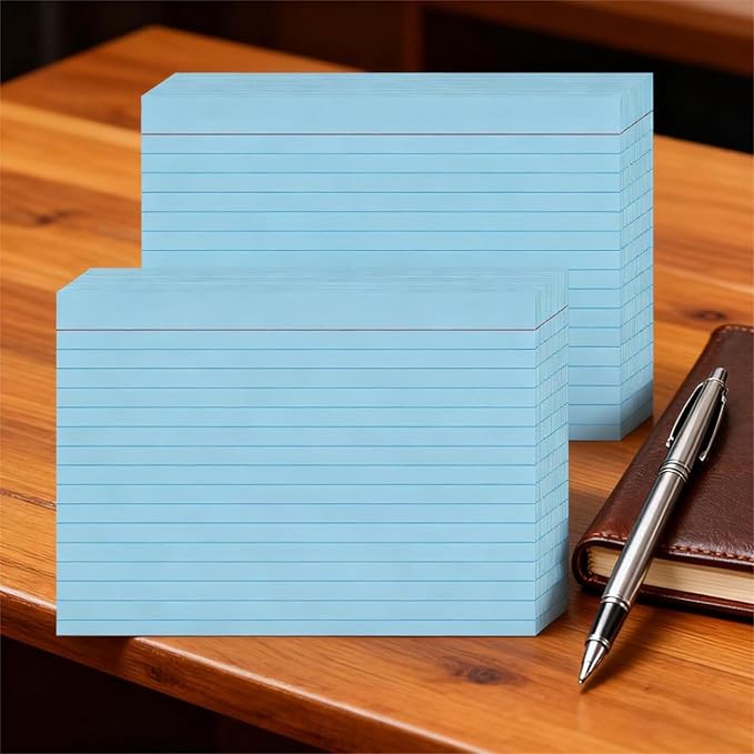 JINMIKEJI Blue Ruled Index Cards 5x7 Inch - 50 Pack Study Flash Cards for School, Office & Home Organization, Durable Note Cards with Lines