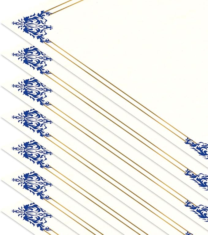 Empire Blue, Gold & White Parchment Certificate Papers - Pack of 25, Laser & Inkjet Printer Compatible, for Office, Business Awards, Graduation, School Diplomas, 8-1/2" x 11" on 60 lb. Stock