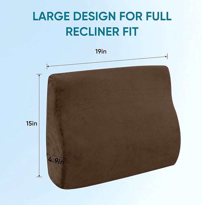 AHUAWA Lumbar Support Pillow for Recliner Chair and Couch, Memory Foam Back Cushion Ergonomic Large Back Support Pillow for Lower Back Pain Relief, with Soft Velvet