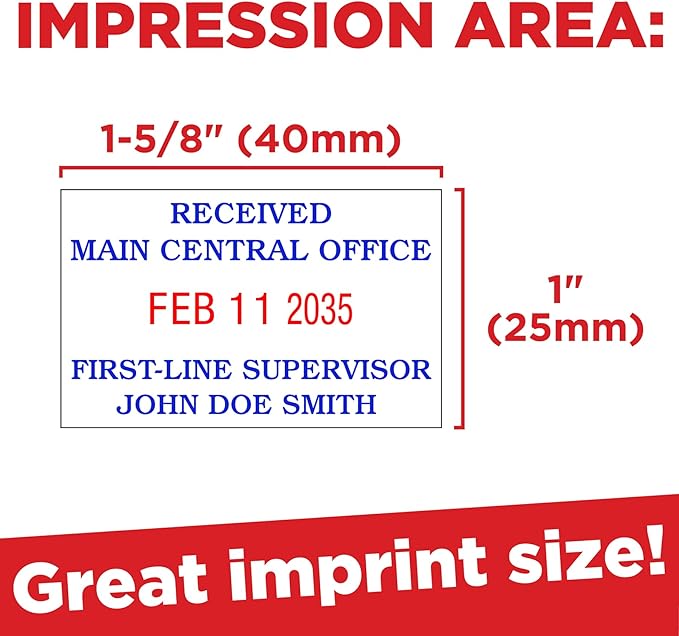 Mark 2000 5430 Professional Self Inking Date Stamp with Custom Text - Up to 4 Lines of Text