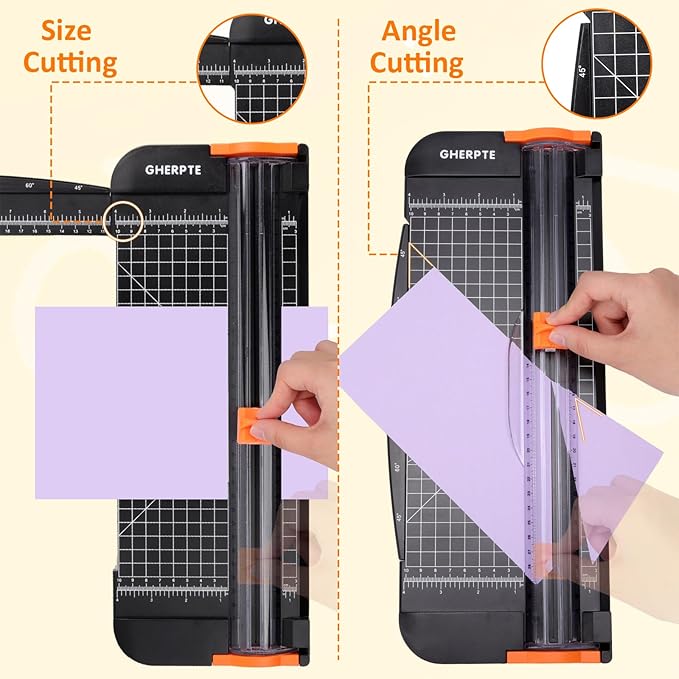 A4 Paper Cutter -12 Inch Paper Trimmer with 2pcs Replacement Blades with Safeguard Side Rulerfor Cut Gift Card,Coupon,Label, Cardstock,Photo