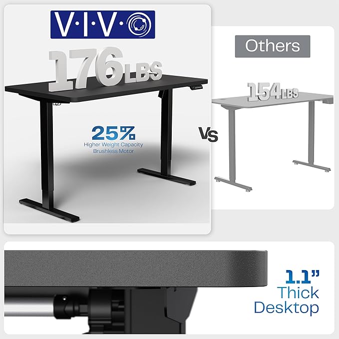 VIVO Electric 60 x 24 in Standing Desk, Memory Height Adjustment, 1B Series, Holds 220 lbs, One-Piece Dark Walnut Top, White Frame, DESK-KIT-1W6D
