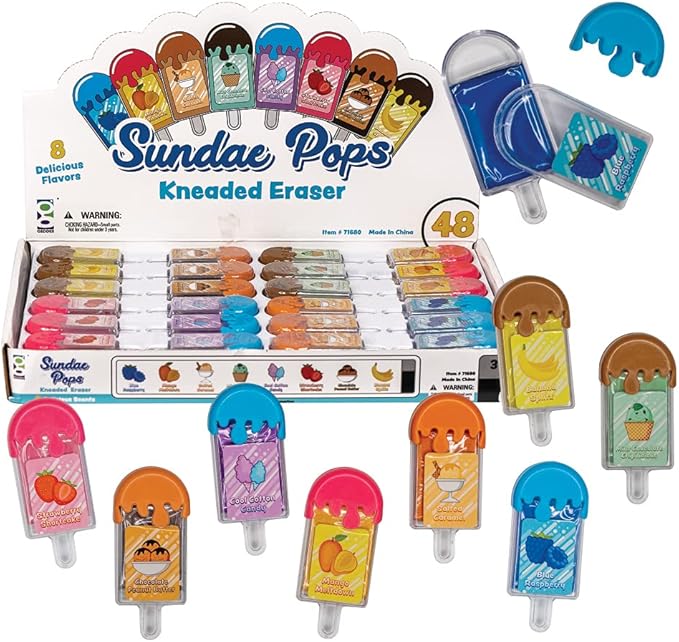 Raymond Geddes Sunday Pops Kneadable Erasers, 48 Count (Pack of 12)