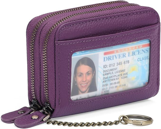 GOIACII Small Genuine Leather Wallet for Women, RFID Blocking Credit Card Holder Wallet